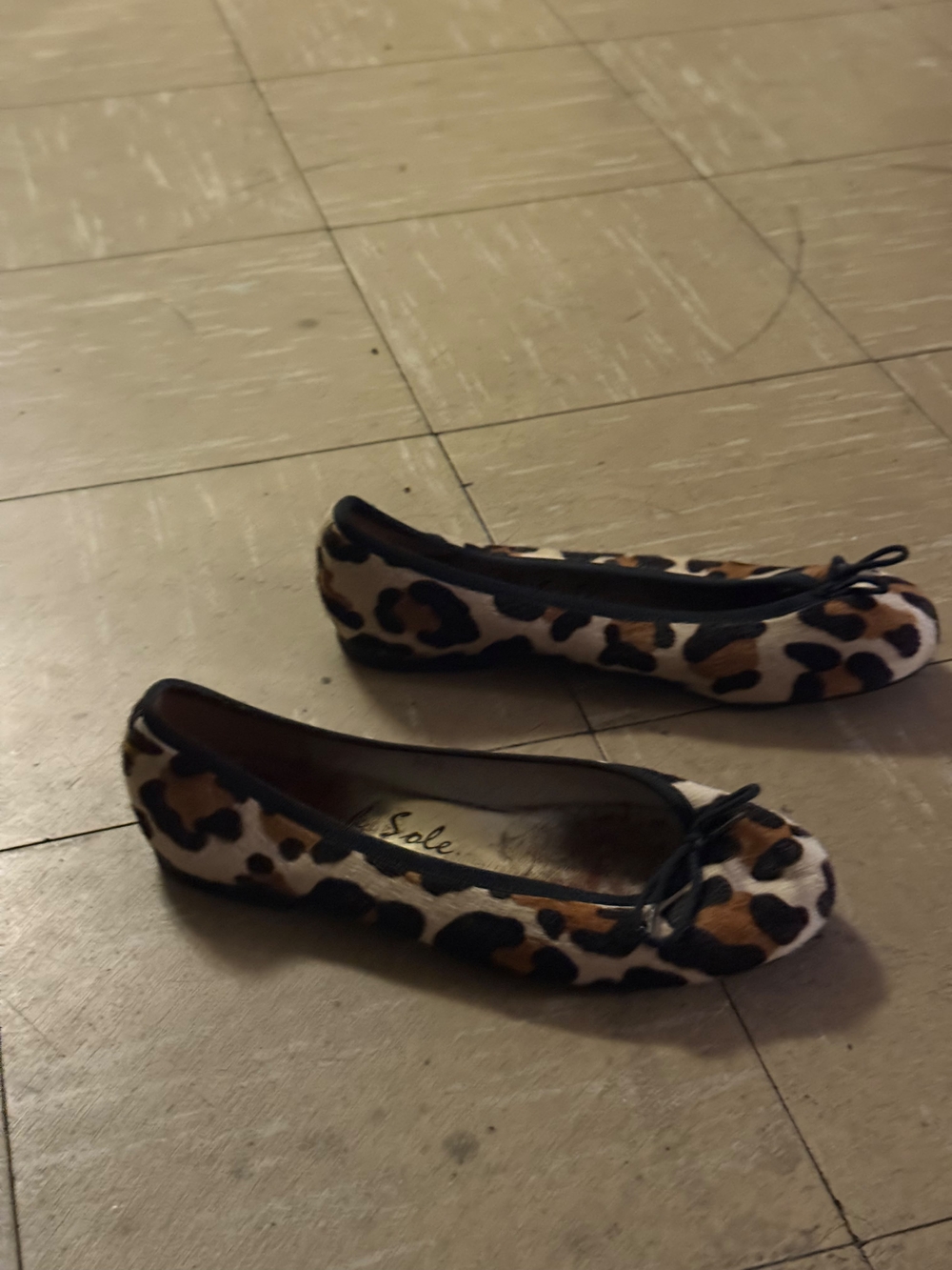 French Sole Leather Leopard Print Ballet Flats - Women's Animal Print Flats